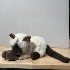 Vintage 1993 Toys R Us Geoffrey Realistic Siamese Cat Plush Sleeping 12