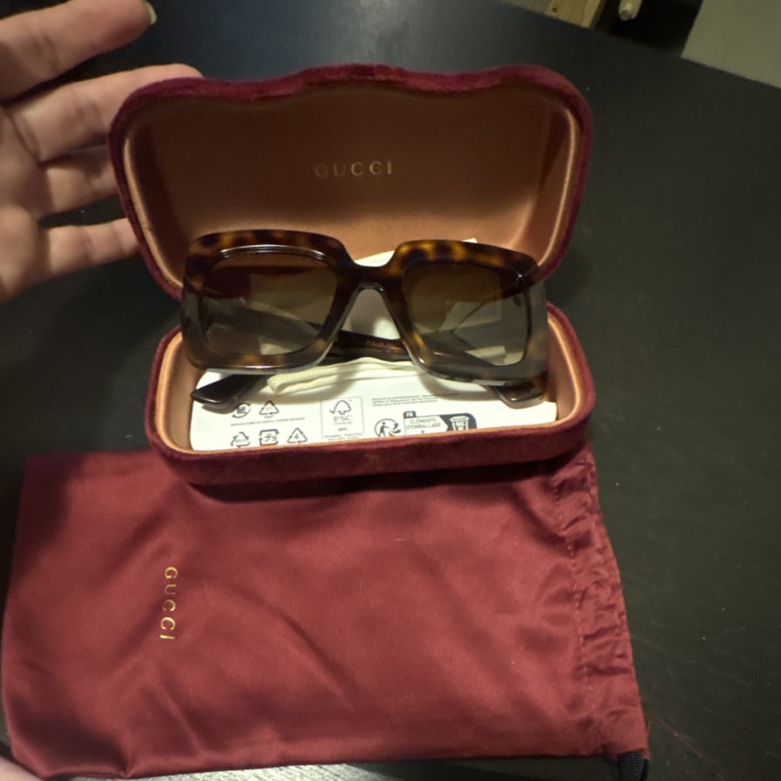 Gucci Oversized Square Tortoise Shell Sunglasses … - image 1