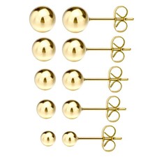 JewelrieShop Ball Earrings 316L Surgical Steel Small, 02. Gold, 2-6mm