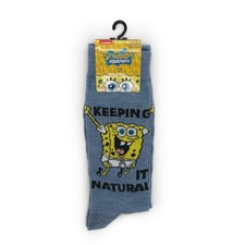 SpongeBob SquarePants Crew Socks Mens Womens Fun Gift Striped Keeping it Natural