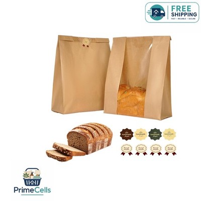 25 Count Elegant Bread Packaging Bags with Window - Versatile Baking Solution