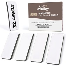 Availey 32 Pieces 4 x 1.8 - White Magnetic Dry Erase Labels - Reusable Stri...