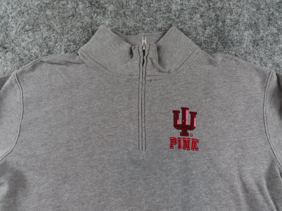 Indiana Hoosiers Pink Victoria's Secret Pullover Shirt Womens Small 1/4 Fleece - Image 4 of 4