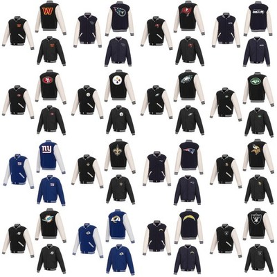 Adult Reversible Jacket With Faux Leather Sleeves Screen Print Graphics Logos 24