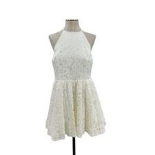 Bardot Teo Lace Mini Dress Halter Open Back White Size US 10