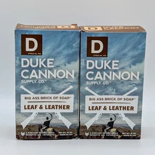 Duke Cannon Supply Co. ~ Leaf And Leather ~ Big Ass Brick Of Soap ~ 2 pack Lot