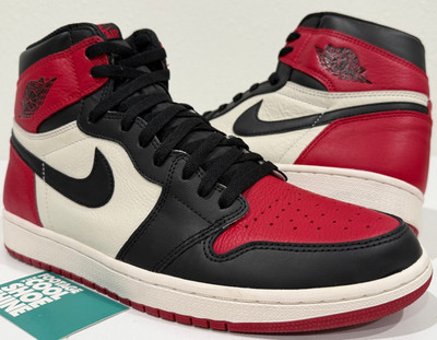 2018 NIKE AIR JORDAN 1 RETRO HIGH OG BRED TOE RED BLACK OFF WHITE 555088-610 12
