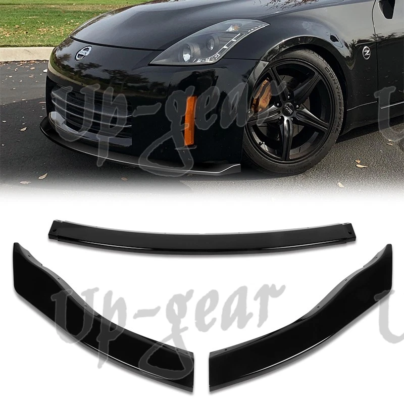 Para 06-09 Nissan 350Z GT-Style pintado negro parachoques delantero carrocería alerón labio 3 piezas Foto 2 de 4