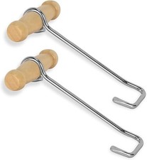 Wood Handle Stainless Steel Boot Hook Boot Puller for Cowboy, Riding Work Bo