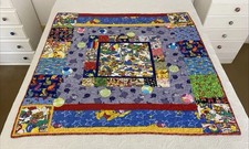Handmade Patchwork Cotton Quilt Colourful Kids Baby Nursery Gift Square 125cm