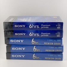 Lot of 5 Sony VHS/VCR Blank Tapes T-120VL T-120 Premium Grade 6 Hrs EP Sealed