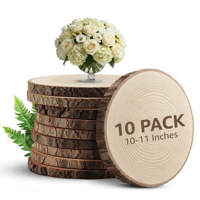 Wood Slices 10-11 Inch Natural Rustic Centerpiece Pack KARAVELLA Large Tables