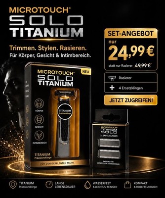MicroTouch Titanium Solo Akku-Trimmer & Rasierer + 4x Ersatzklingen   UVP  49,90