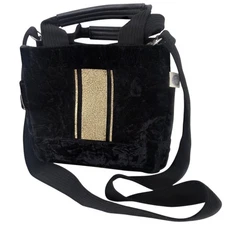 Quilted Koala Mini Luxe Velvet Purse Tote Bag Black Gold NEW Koala Kanvas