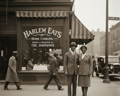 African American Black History Couple Harlem Eats 1930s Restaurant 8x10 Photo