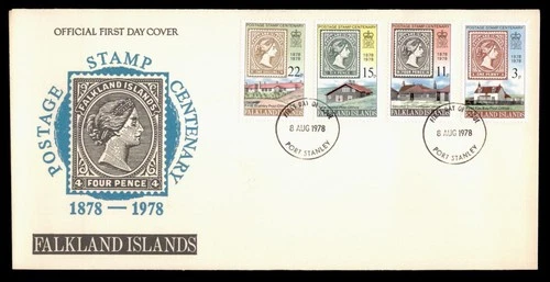 DR WHO 1978 FALKLAND ISLANDS FDC STAMP CENTENARY CACHET COMBO w28056