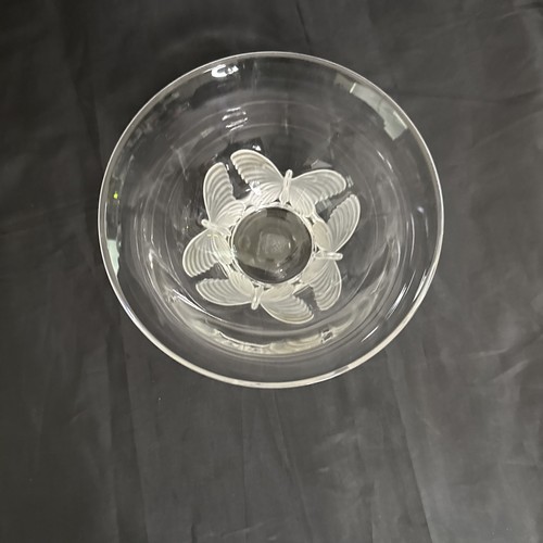 Vintage Kai-Yin Lo Lead Crystal Glass Bowl Frosted Crystal Butterfly Accents - Picture 3 of 9
