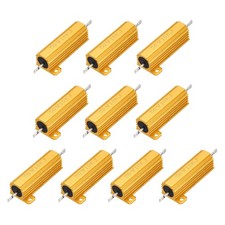 10pcs 50W 10K Ohm 5 Aluminum Housing Case Resistor, Wirewound Resistors Gold