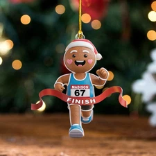 Personalized Track Runner Gingerbread Ornament, Gingerbread Running