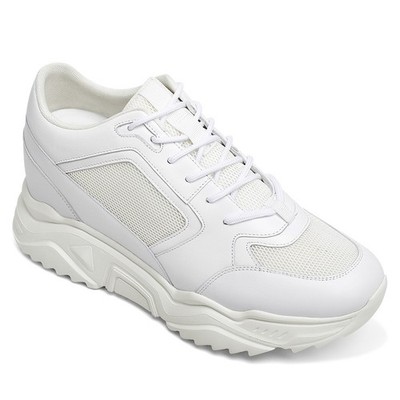 us10 CHAMARIPA Men 10CM/4'' Elevator Shoes Hidden Heel white leather Sneaker