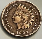 1907 Indian Head Cent Philly Penny Sharp Detail Neck Scratch JC2039
