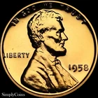 1958 Lincoln Wheat Cent Penny PROOF CHOICE RED RD