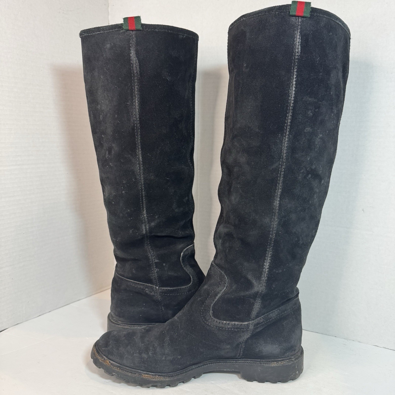 Gucci Women’s EU 37.5 Black Suede Shearling Knee High Winter Boots Italy thumbnail 4