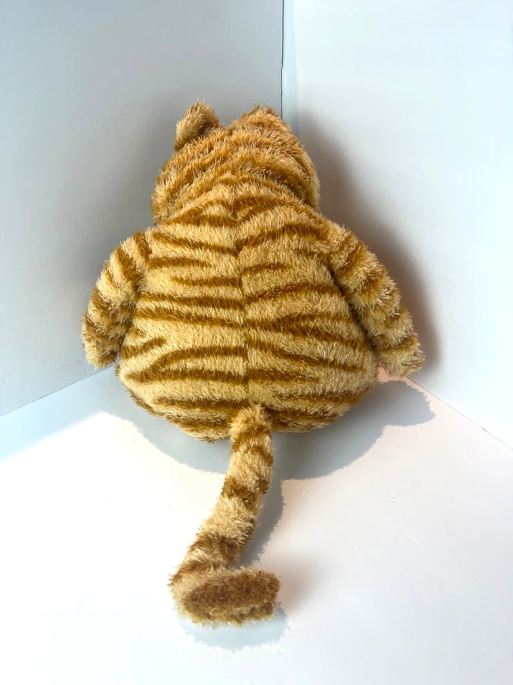Brinquedo de pelúcia laranja gordo animal de pelúcia amarelo realista gato malhado gatinho brinquedo 16" - Imagem 4 de 4