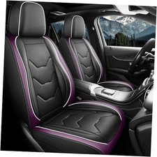Leather Seat Covers For Car Full Set 5 Seat Car Seat No Pillows Dark Purple