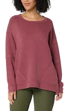 LOGO by Lori Goldstein Women's Crew Neck Ottoman Rib Top Port