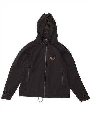 Jack Wolfskin Womens Outdoor Hooded Windbreaker Jacket UK 16 Large Black AI30