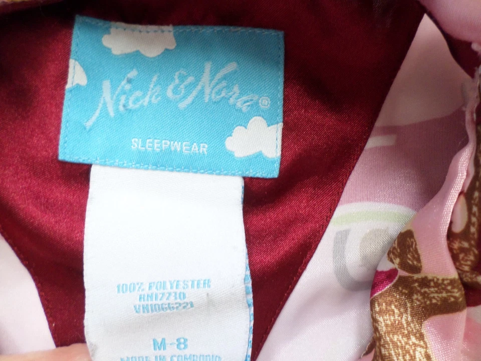 Girls Size 8 Nick & Nora SOCK MONKEY Pink 2 Piece Polyester Pajama Set - Image 4 of 4