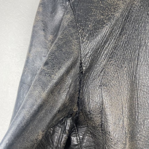 VTG 60's-70's Sears Roebuck Leather Motorcycle Jacket Black Faded Size 42L Biker - Picture 7 of 9