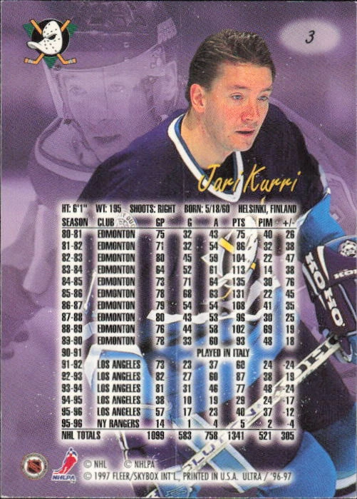 1996-97 Ultra #3 Jari Kurri - Image 2 of 2