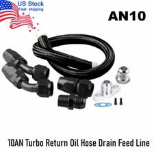 Black 10AN Turbo Return Oil Hose Drain Feed Line Flange T3 T4 T04E T70 T60 GT35
