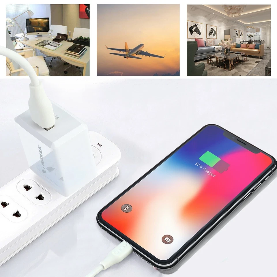 Esoulk 12W 2.4A Wall Charger & 5ft Cable For 8 PIN In White - Изображение 4 из 4