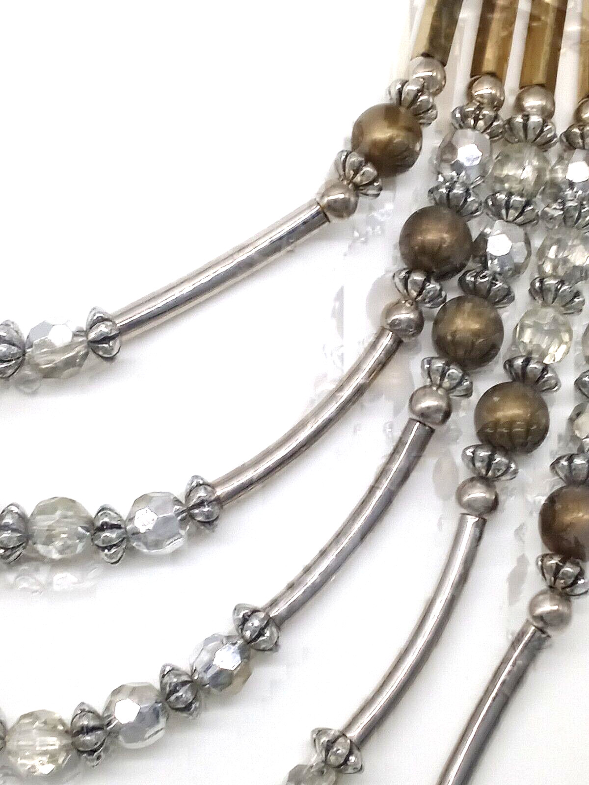 Acrylic Beaded Statement Necklace Bar Multi Chain… - image 7