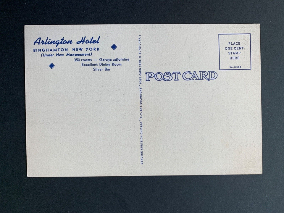Linen Postcard Binghamton NY Arlington Hotel at Night eBay