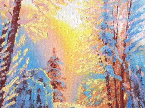 ORIGINAL Oil Painting Handmade Arseni ~ SNOWY WINTER 6" X 4" NO FRAME UK - Picture 6 of 11