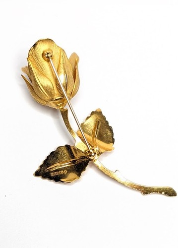 Vintage 60er Christrose Brosche Longcraft Giovanni goldfarben 3" mit orig Box - Bild 7 von 13