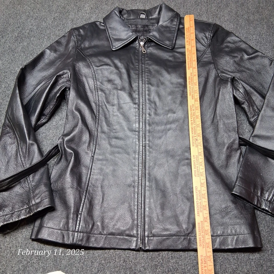 Jacqueline Ferrar Soft Leather Belted Jacket Women Size Medium Black - Image 3 of 4