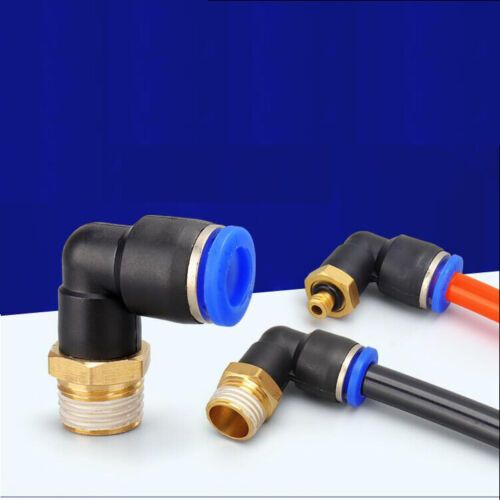 10Pcs Pneumatic Elbow Connector 4mm Tube to Male 1/4 Thread Air Push in Fitting - Picture 3 of 4