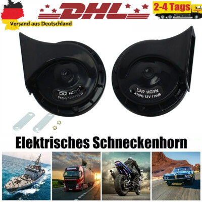 2X 115DB 12V Elektrisch-Schnecken Klang Hupe Lufthorn Laut Horn Auto Fanfare LKW