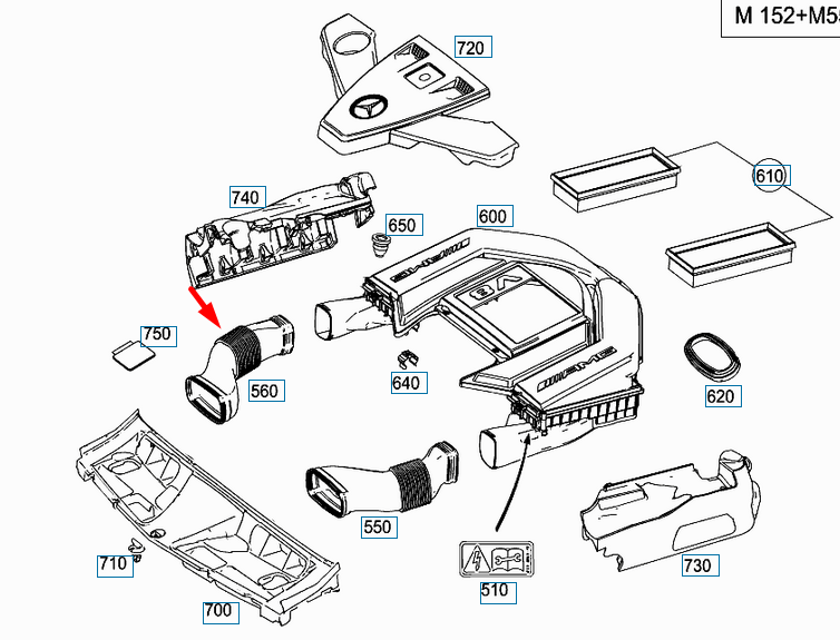Durite d'admission d'air droite pour MERCEDES-BENZ SLK R172 A1520940182