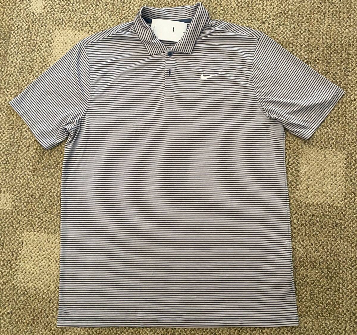 Nike Polo Golf Shirt Short Sleeve FZ5647-019 Gray Stripe Men's