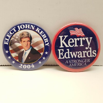 2 Elect John Kerry 2004 Presidential Campaign Election Button Pins   VP Edwards
