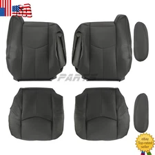 For 2003 2004 2005 2006 Chevy Tahoe Suburban GMC Yukon Leather Seat Cover Black