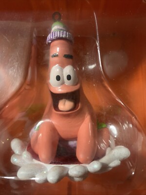 Vintage Spongebob Squarepants Patrick Star Sledding Christmas Ornament 2004 NIB