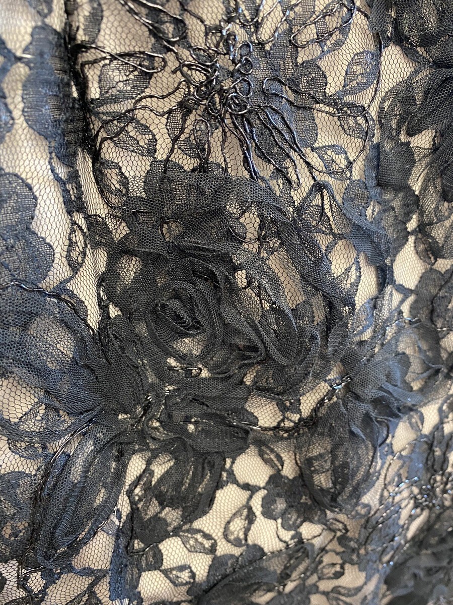 Phase Eight UK14 black sleeveless lace / mesh / beaded dress