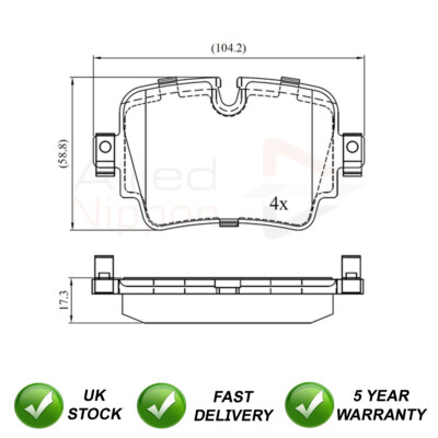 Brake Pads Set Rear SJR Fits Jaguar XJ 2009- F-Type 2012- 2.0 3.0 D 5.0